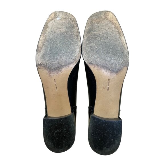 Salvatore Ferragamo Women’s Black Pebble Suede patented Cap Toe Dress Shoes Sz 7 - Picture 8 of 9
